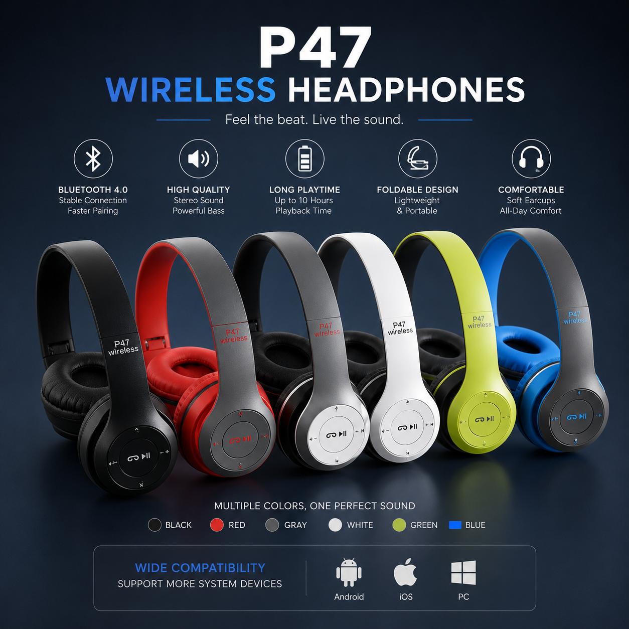 P47 Wireless Headphones