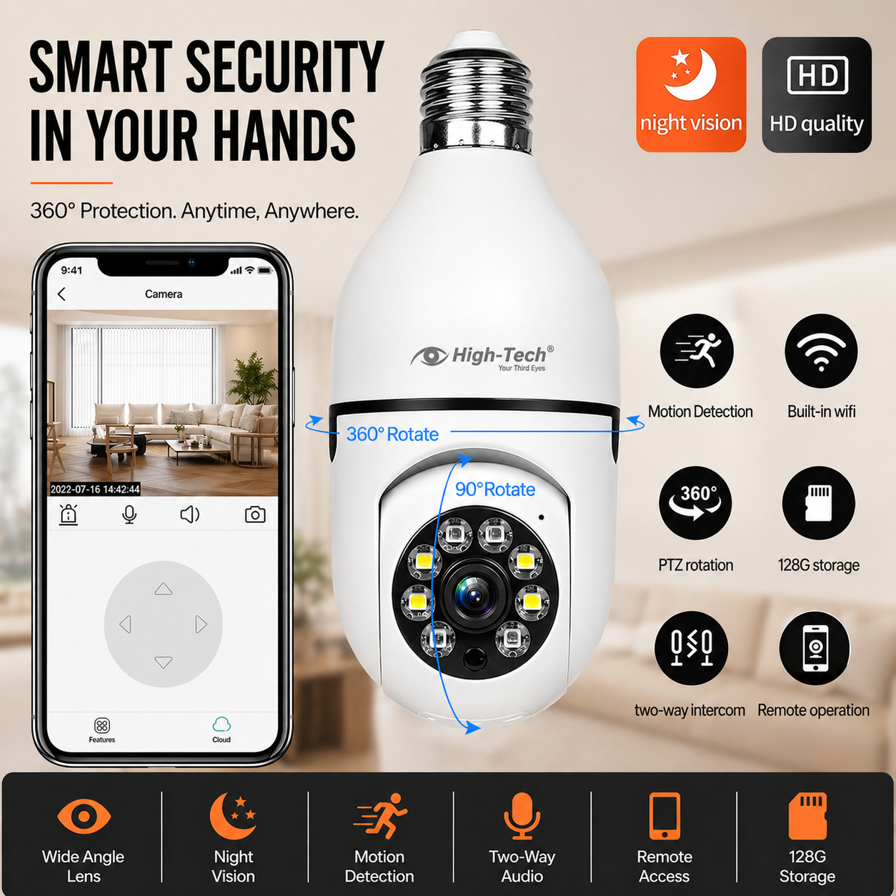 E27 Smart Bulb Camera